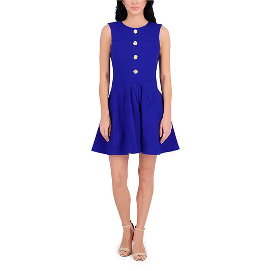 Stretch Denim A-Line Mini Dress Cobalt - Kensie