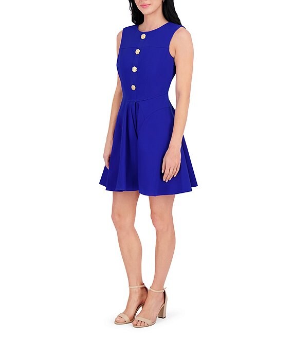Stretch Denim A-Line Mini Dress Cobalt - Kensie