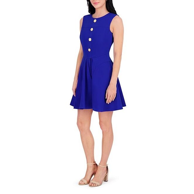 Stretch Denim A-Line Mini Dress Cobalt - Kensie