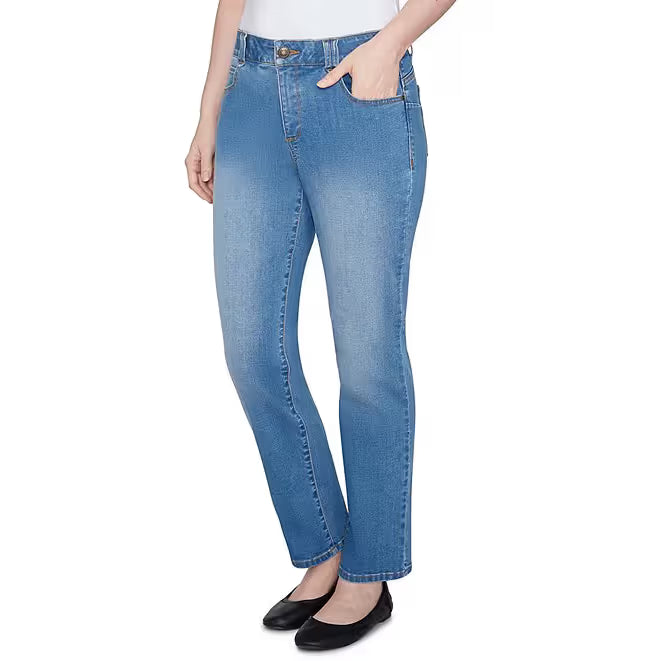 Soft Denim Pull-On Boot-Cut Jeans Light Indigo -Ruby Rd