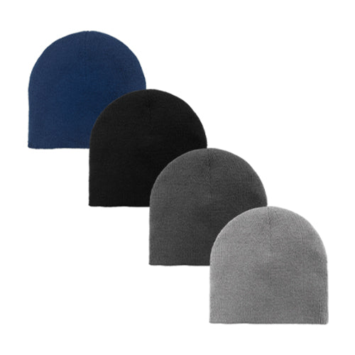 REVERSIBLE ACRYLIC KNIT STRIPED BEANIE IN 3 COLORS