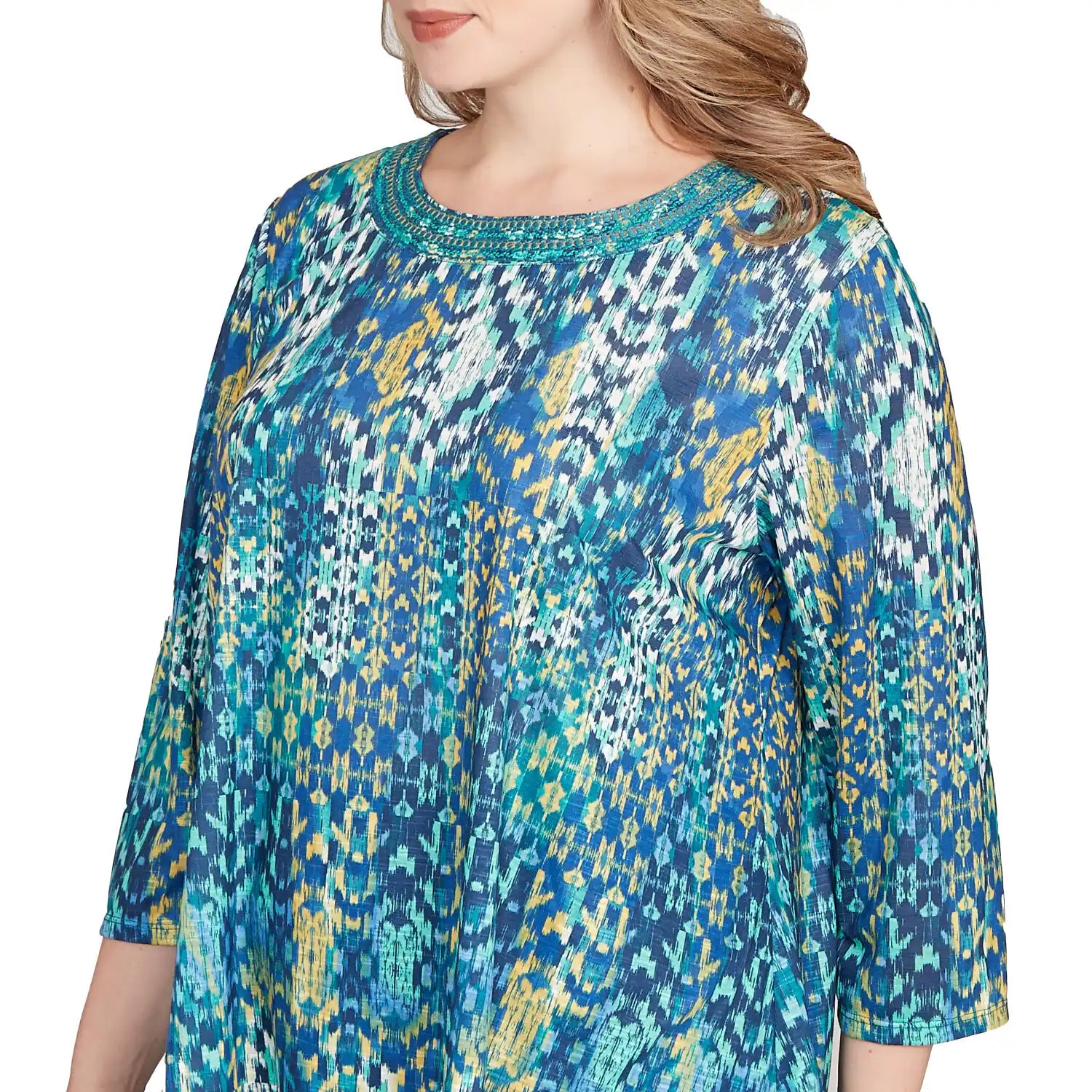 Plus Embroidered Kaleidoscope Knit Top  - Ruby Rd