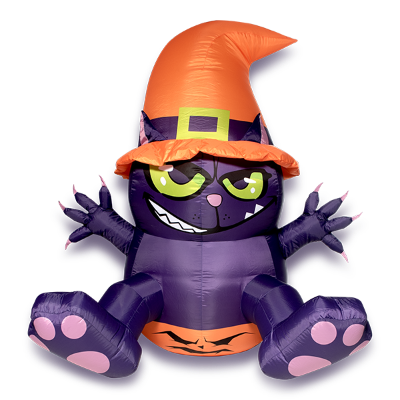 5FT Tall Cat Sitting on Pumpkin