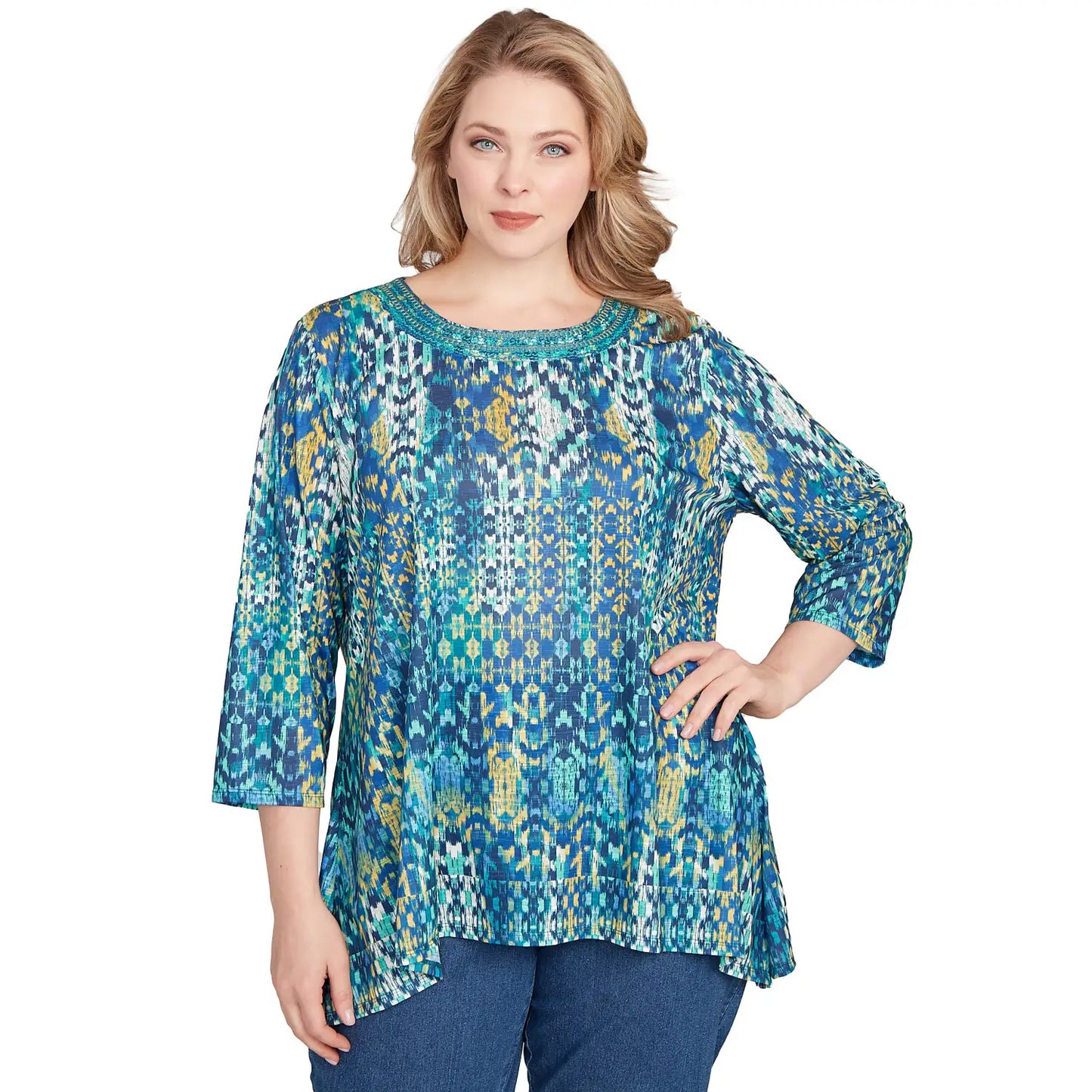 Plus Embroidered Kaleidoscope Knit Top  - Ruby Rd