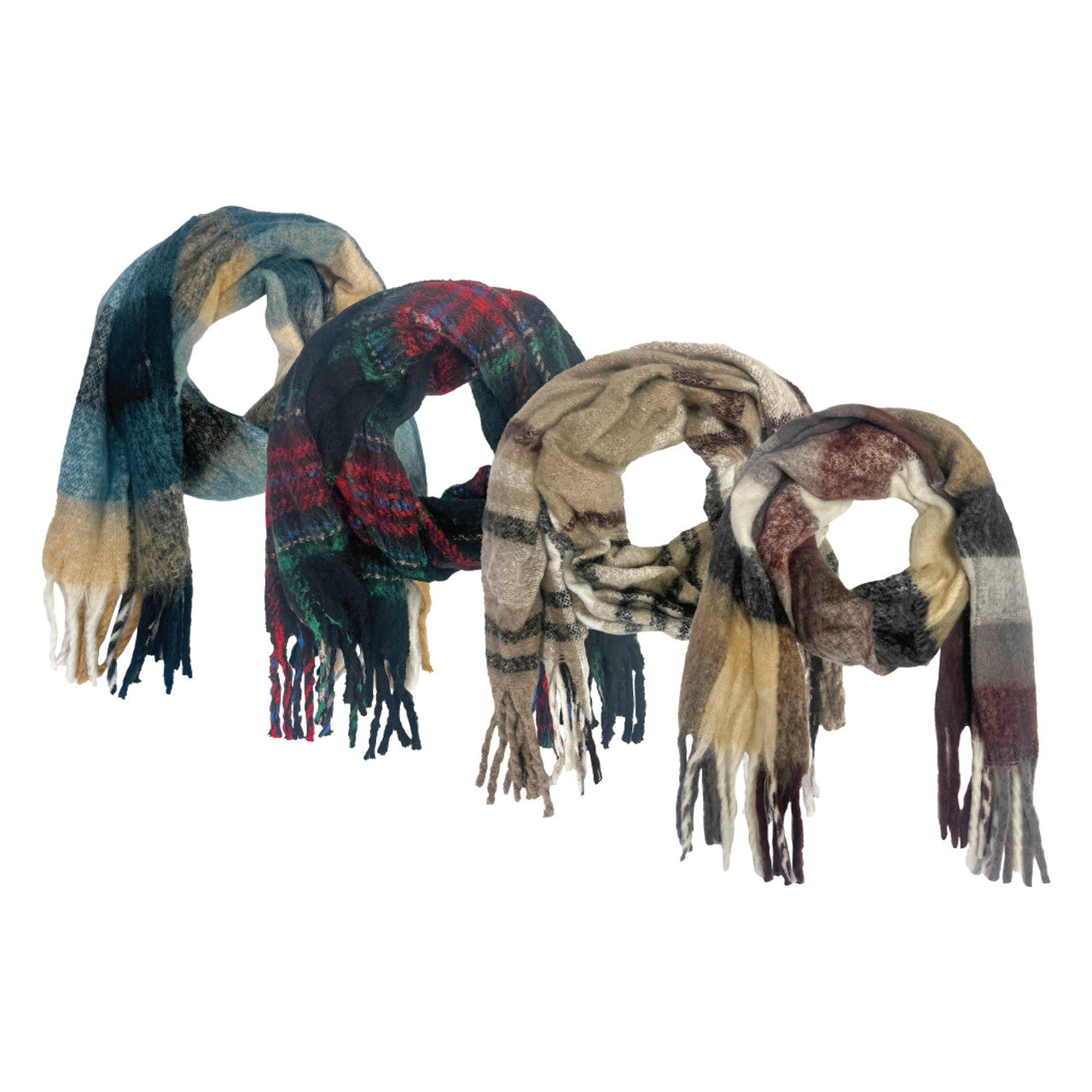 LADIES CLASSIC COLORS FUN FRINGE LONG SCARF