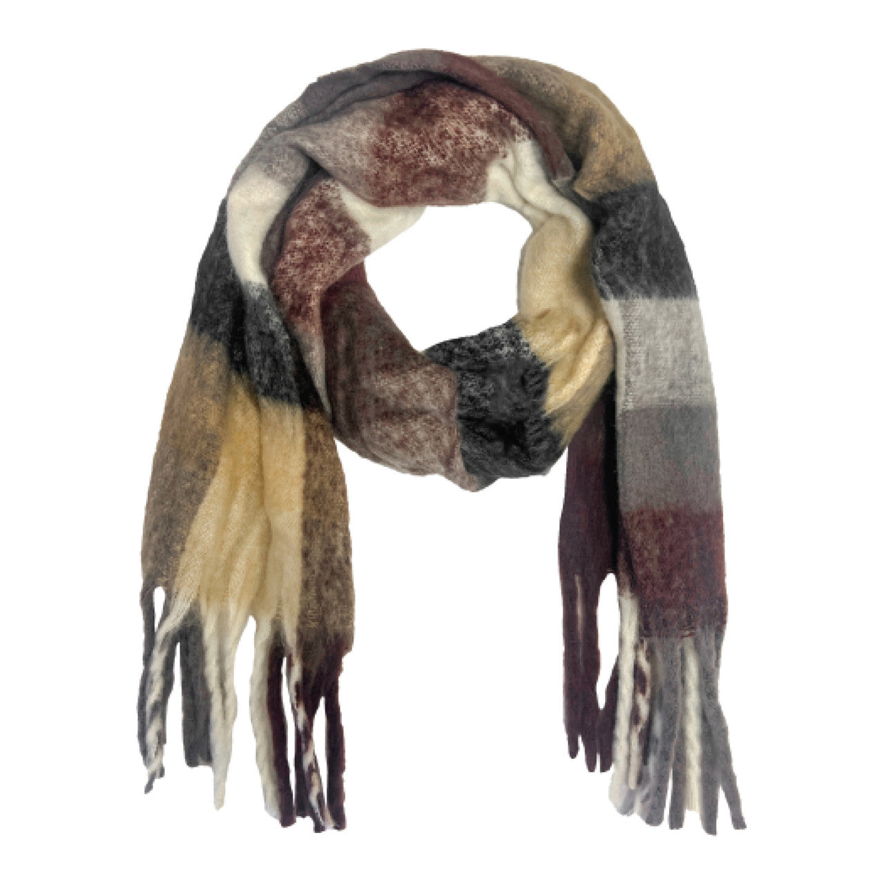 LADIES CLASSIC COLORS FUN FRINGE LONG SCARF