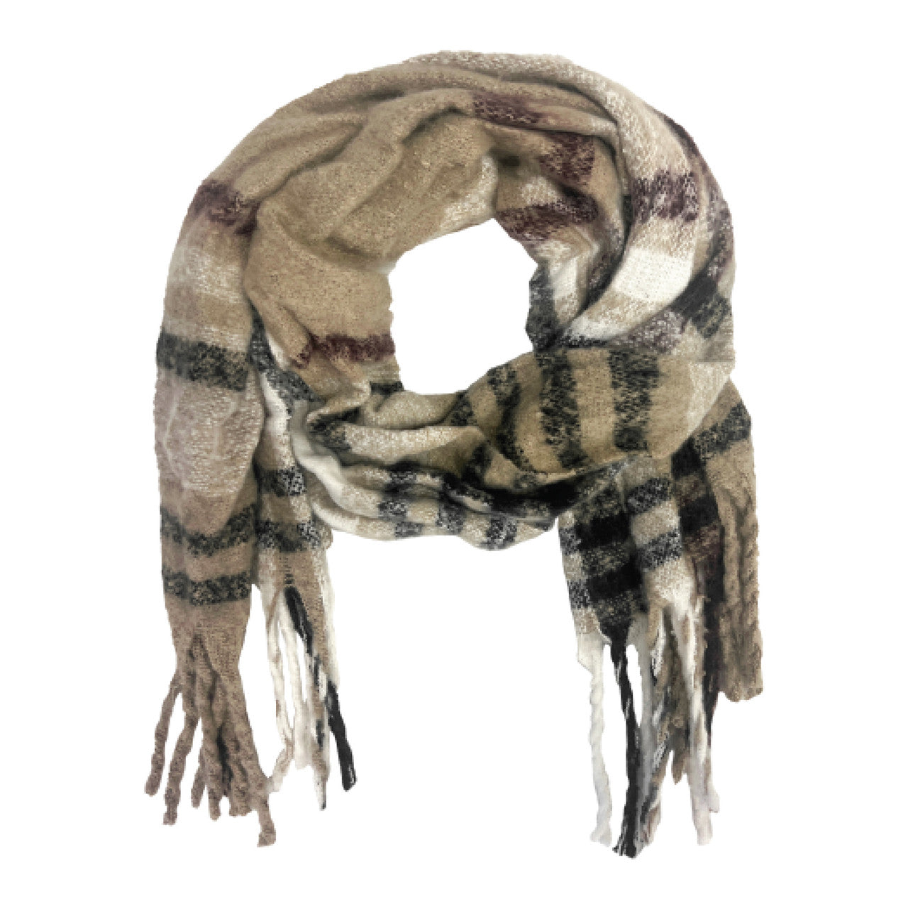 LADIES CLASSIC COLORS FUN FRINGE LONG SCARF