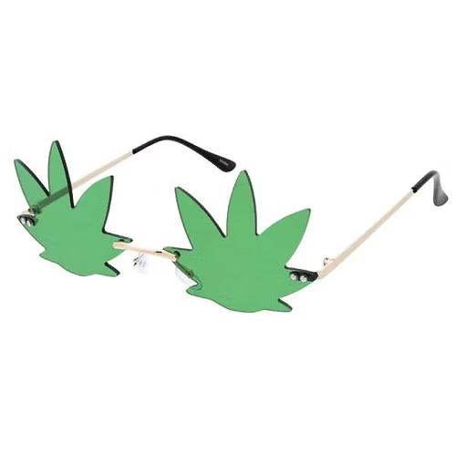 POT LEAF FRAMELESS ASSORTED LENS SUNGLASSES