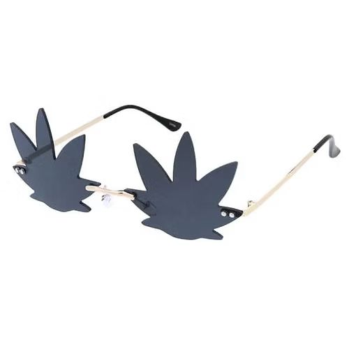 POT LEAF FRAMELESS ASSORTED LENS SUNGLASSES