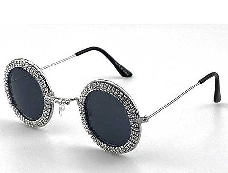 ROUND METAL FRAMES SUNGLASSES GEM OUTLINED