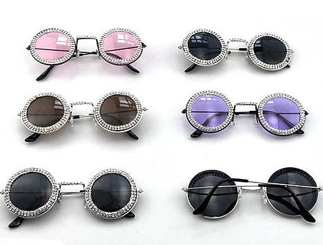 ROUND METAL FRAMES SUNGLASSES GEM OUTLINED