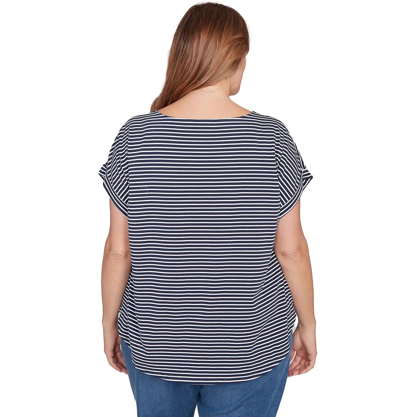 Plus  Floral Stripe Jersey Tee Navy Multi - Ruby Rd