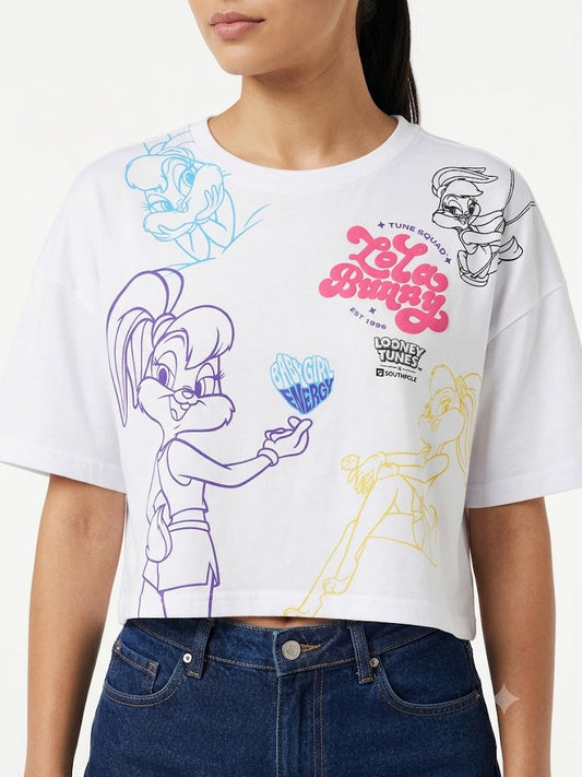 Lola Bunny Boxy Crop Tee White