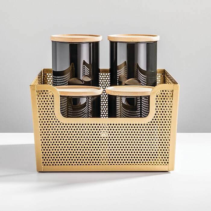 12 x 10 x 6 Frame Dip Front Basket Brass
