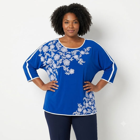 Blusa Mediterranean  de flores Ruby Rd X