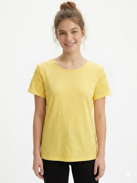 Blouse Short Sleeve Crew Neck To Lemon Meringue