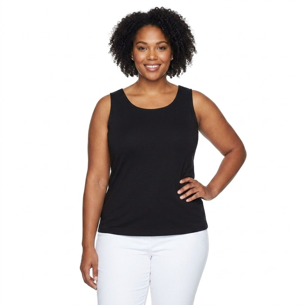 Plus Ribbed Tank Black Ruby Rd X