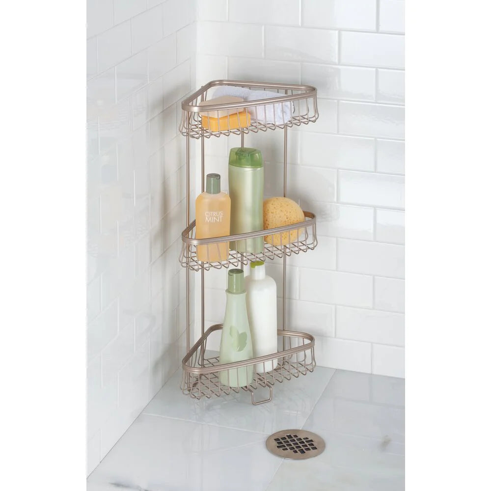 York Lyra 3 Tier Shower Shelf Satin