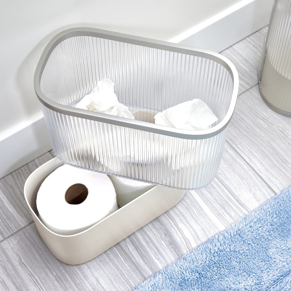 Fluted  Waste Can with Toilet Paper Reserve