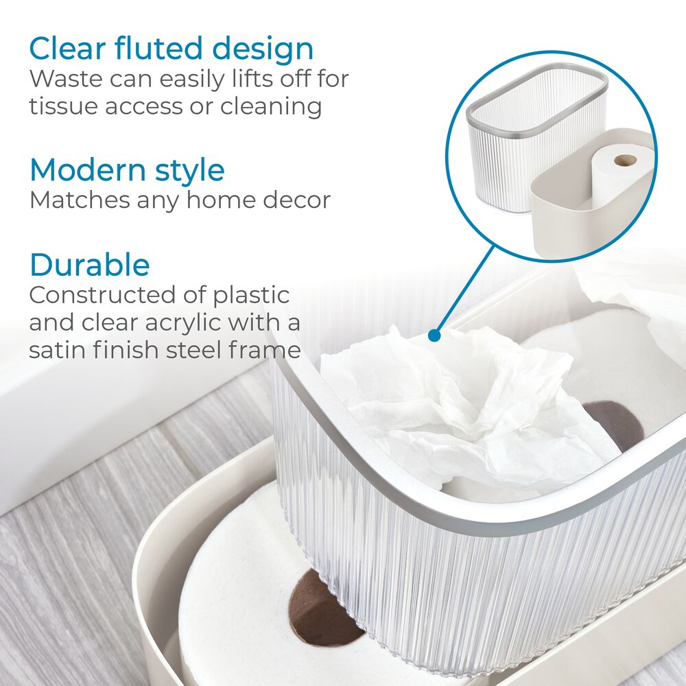 Fluted  Waste Can with Toilet Paper Reserve