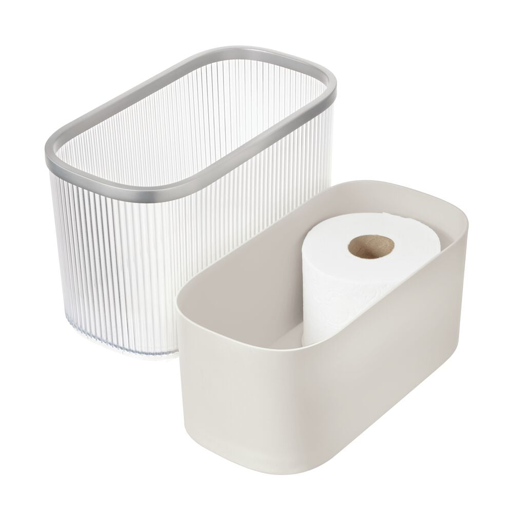 Fluted  Waste Can with Toilet Paper Reserve