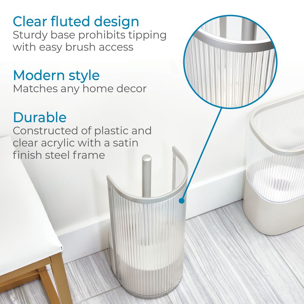 Fluted Bowl Brush with Shelf Clear/Satin/Gray