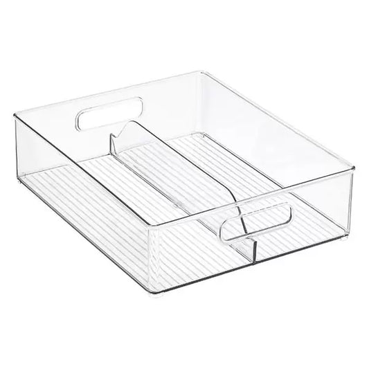 Linus Shallow  Divided Stacking Bin Clear