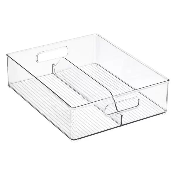 Linus Shallow  Divided Stacking Bin Clear