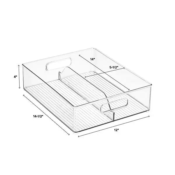 Linus Shallow  Divided Stacking Bin Clear