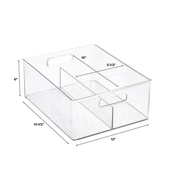 Linus Deep Divided Stacking Bin Clear
