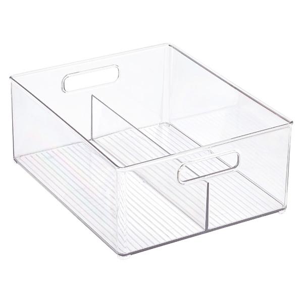 Linus Deep Divided Stacking Bin Clear