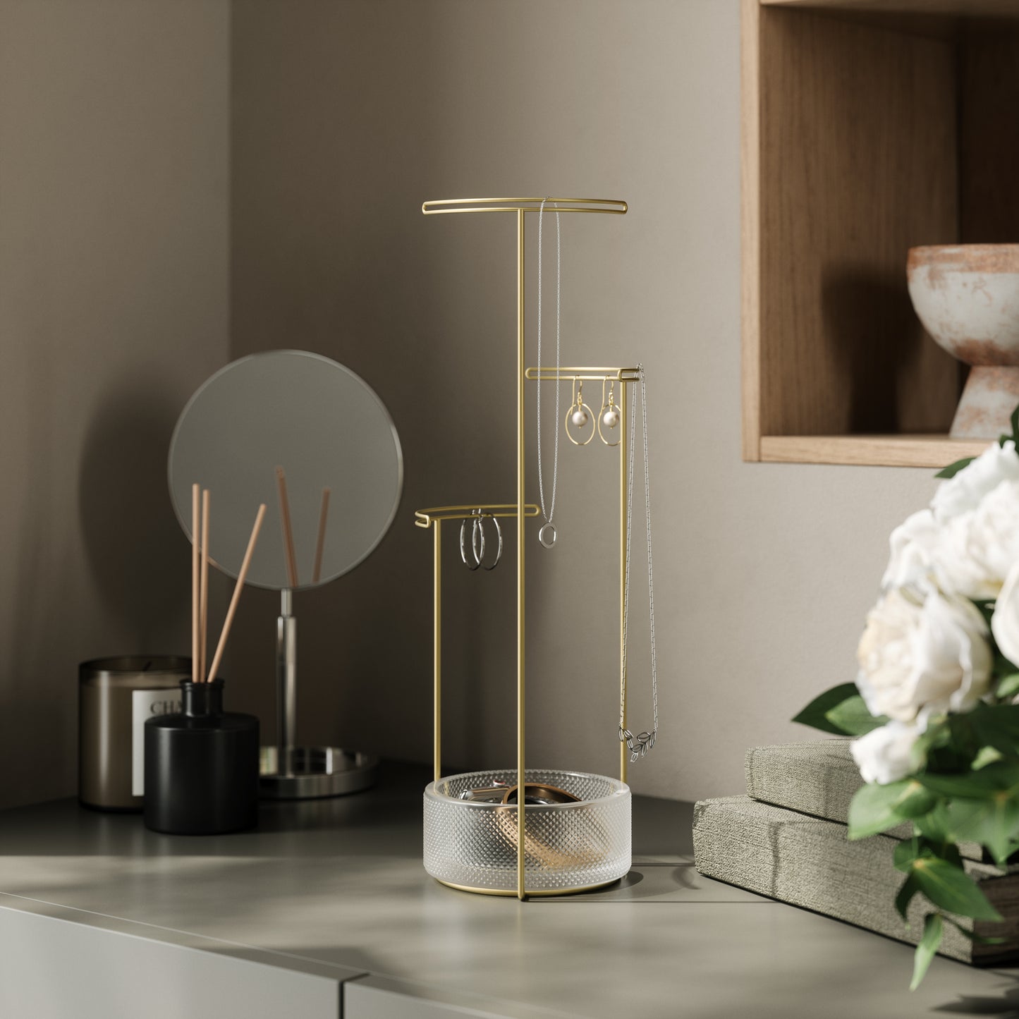 Tesora Jewelry Stand Brass