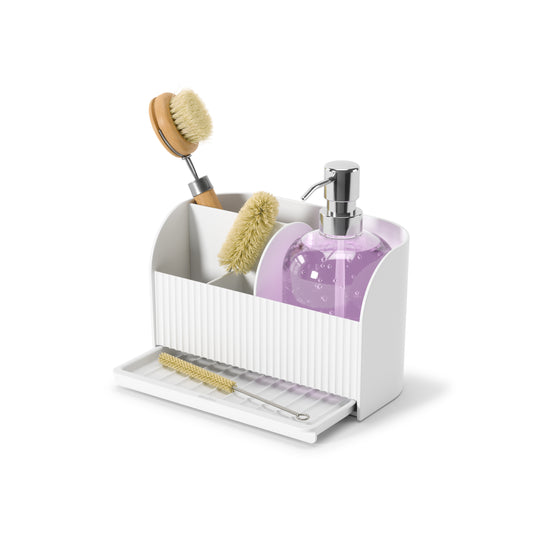 Sling Sink Caddy With Soap Pump White