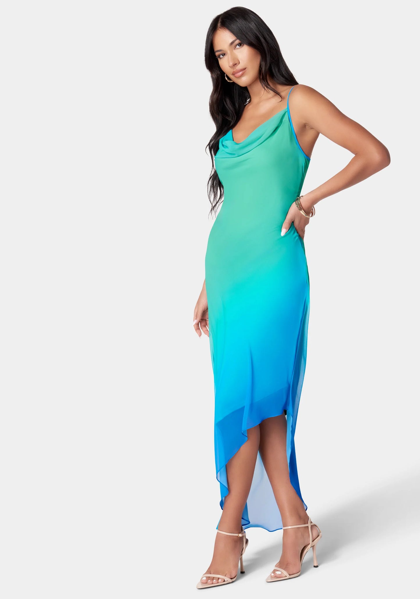 Asymmetrical Ombre Dress Green/Blue - Bebe
