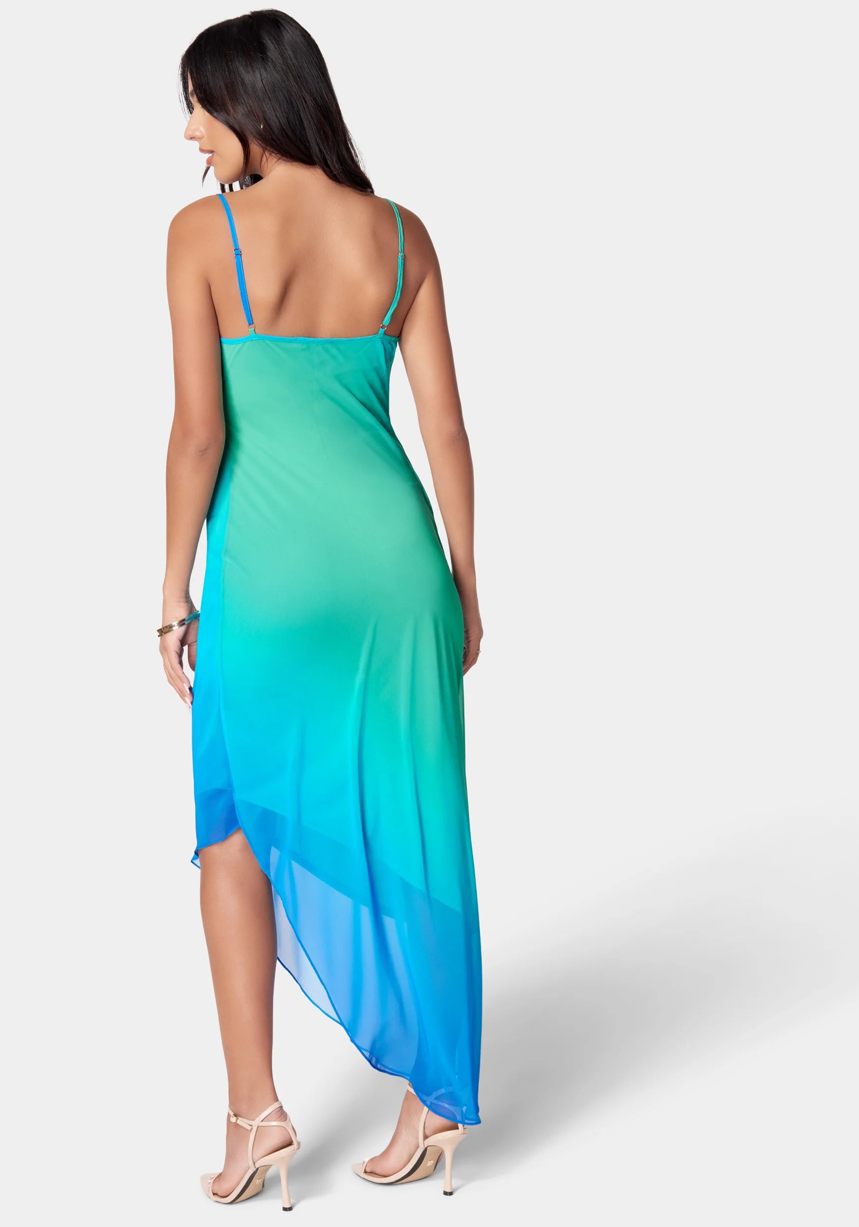 Asymmetrical Ombre Dress Green/Blue - Bebe