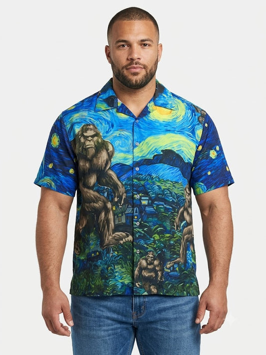 Poly Print Hawaiian Plus Shirts BLUE