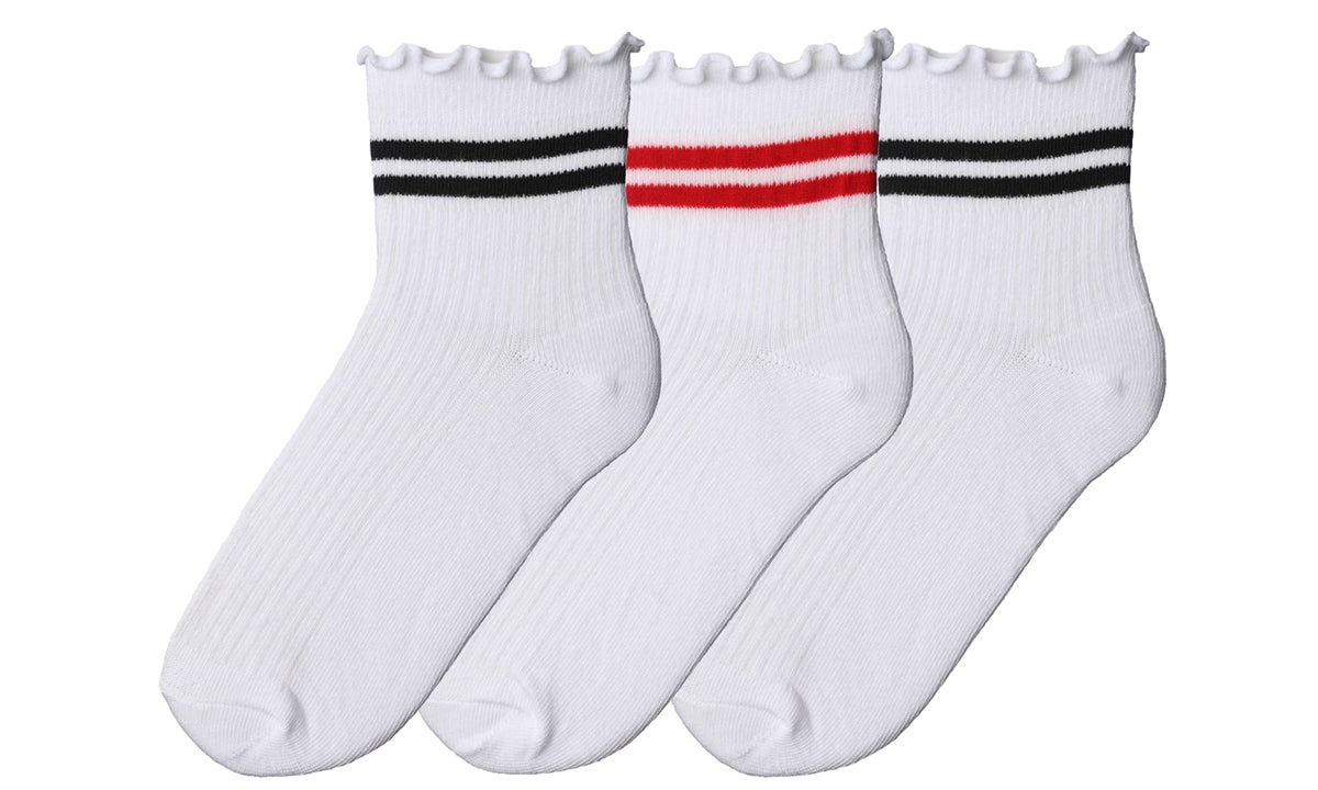 Women's Tipi Toe Lettuce Edge 3-Pack Ankle Socks