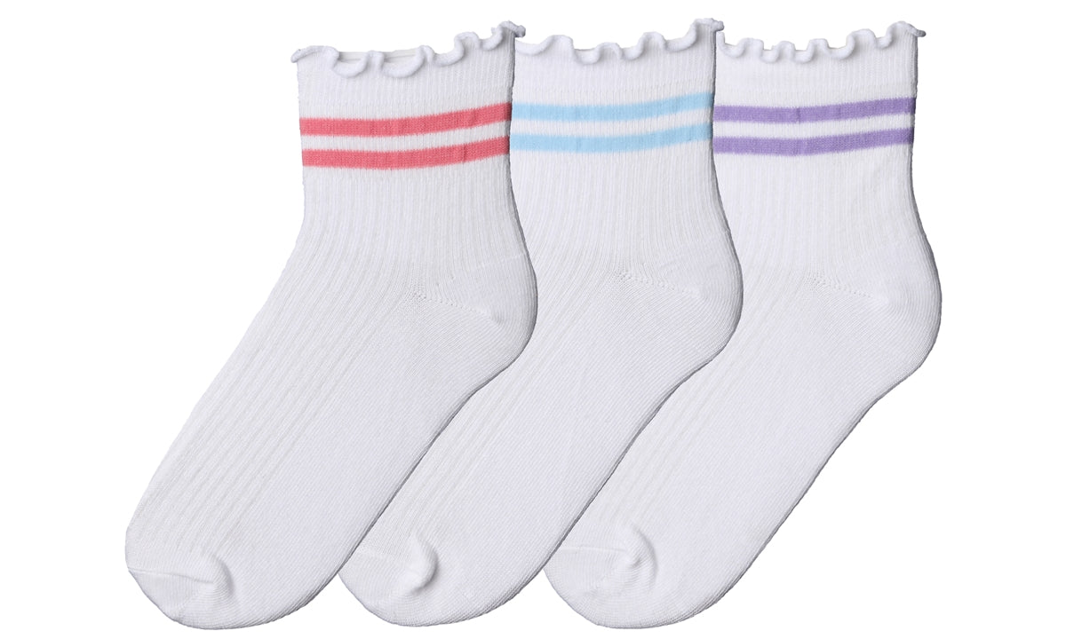 Women's Tipi Toe Lettuce Edge 3-Pack Ankle Socks