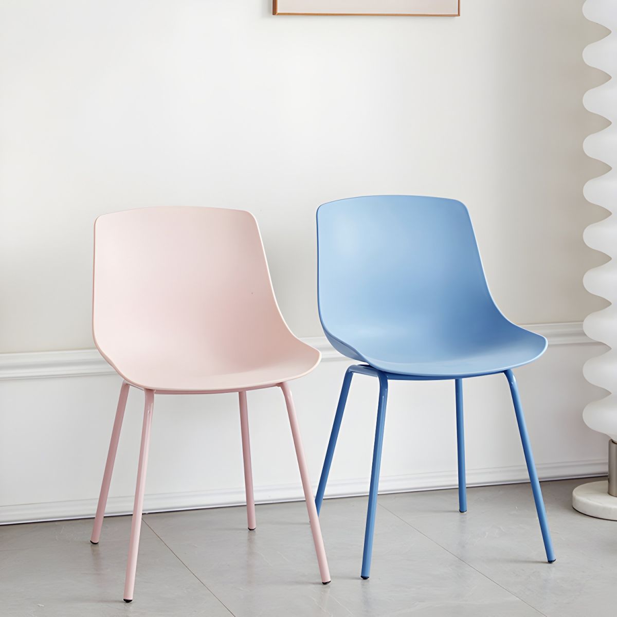 Nordic Style PP Plastic Dining Chair with Metal Frame Rose