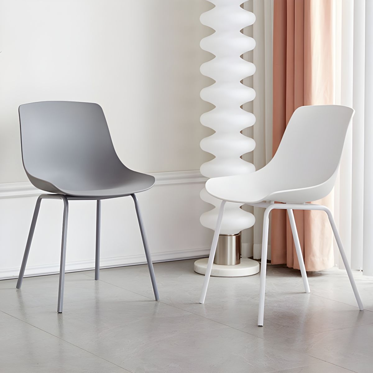Nordic Style PP Plastic Dining Chair with Metal Frame Grey