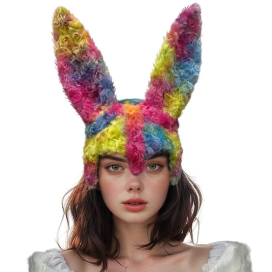 Rainbow Fuzzy Bunny Mask
