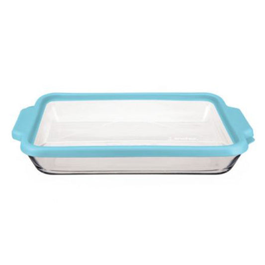 3 qt. Baking Dish with/True Fit Lid Clear/Mineral Blue