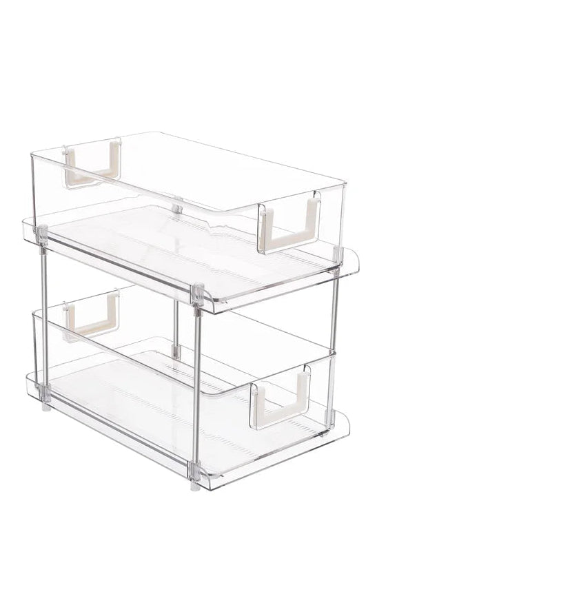 Chrome/Clear - 2-Tier Sliding Drawer Organizer