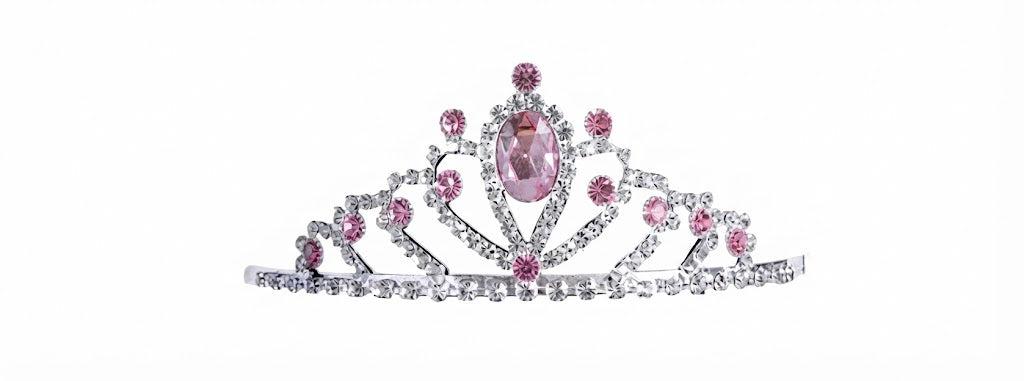 Rhinestone Metal Crystal Tiara Headband Pink