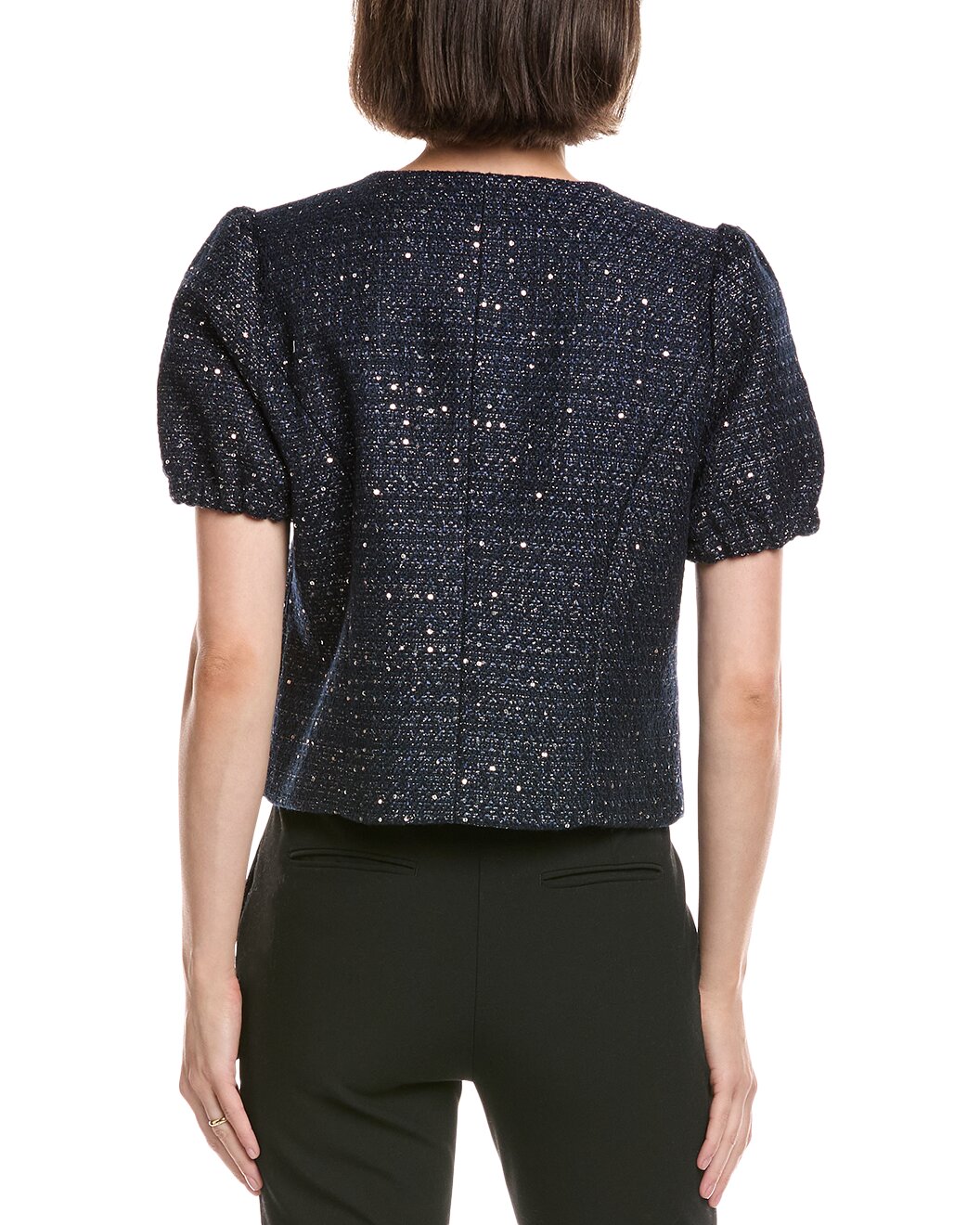 Tweed Cardigan Dark Navy/Silver - Nanette Lepore