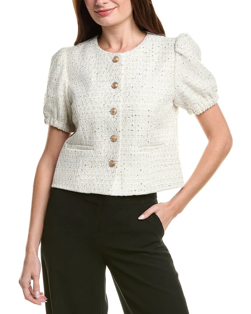 Tweed Cardigan Cannoli Cream - Nanette Lepore