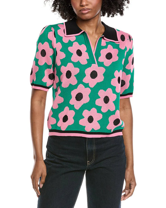 Polo Sweater Grey / Pink Multi - Nanette