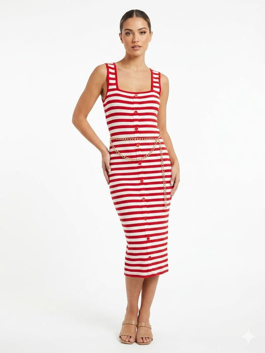 Dress Crew Striped Mix Pointe Red Combo