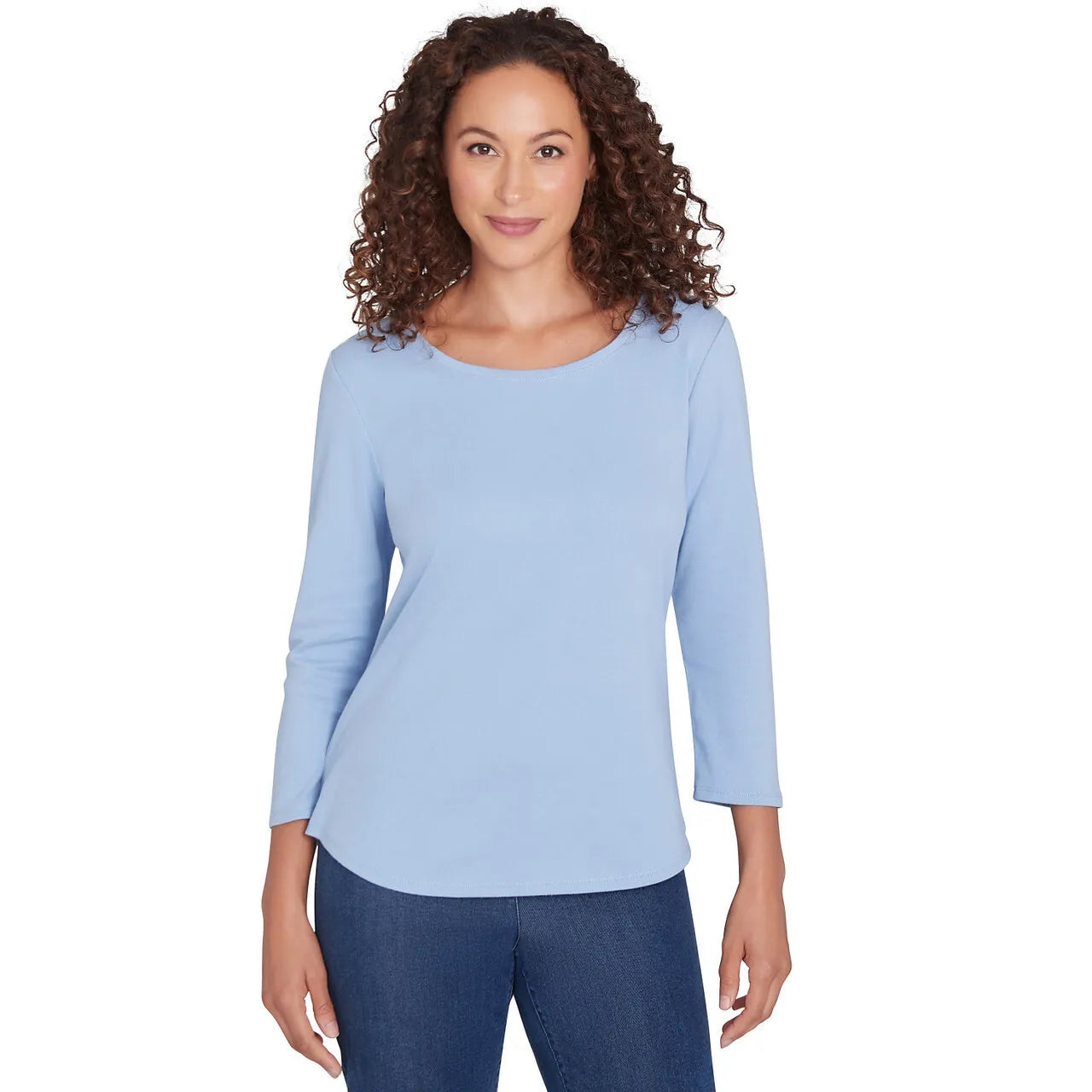 Scoop Neck Ribbed Solid Top Chambray - Ruby Rd