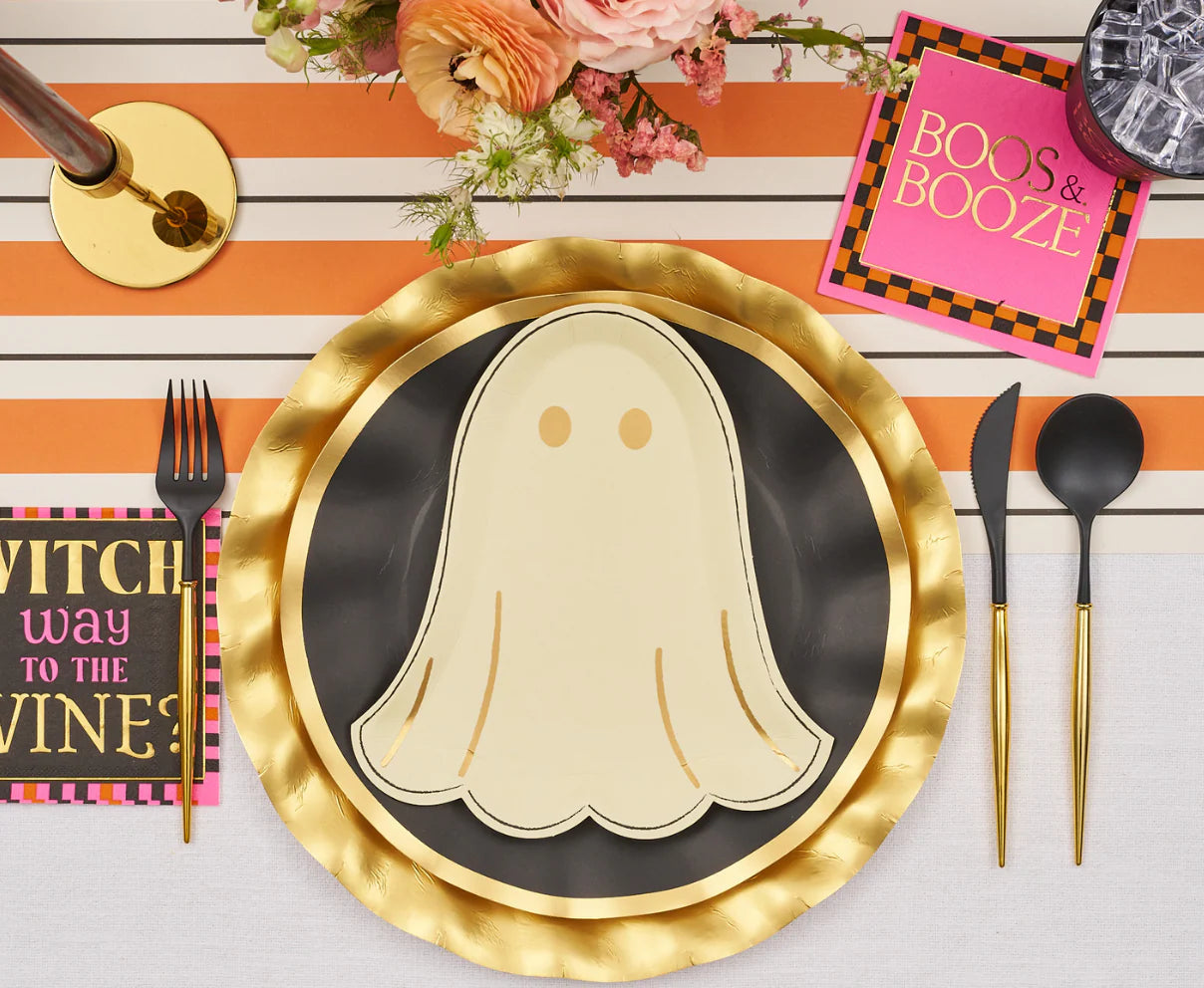 Boo Bold  Die Cut Salad Plate 9" - Ghost - Gold Foil